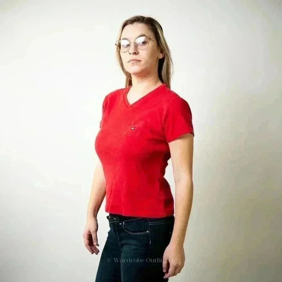 Vintage 90s Tommy Hilfiger Cropped Baby Tee - L - Picture 5 of 5